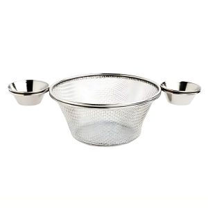 Mini Serving Basket Round with Dip Holders – Stainless Steel