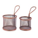 Mini Serving Basket Round – Stainless Steel (Crisscross / Mesh Design)