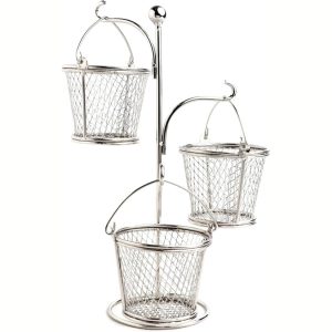 Mini Serving Tree with 3 Baskets – Stainless Steel