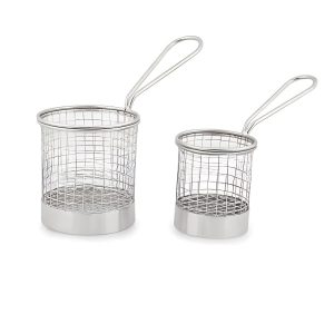 Mini Serving Basket Round – Stainless Steel (Straight Wire Design)