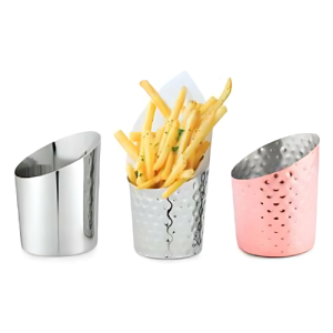 French Fry Cup – Angled & Hammered – Stainless Steel