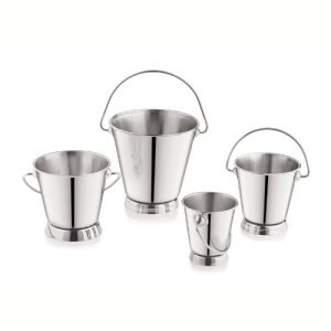 Serving Bucket With Base – Stainless Steel & Copper